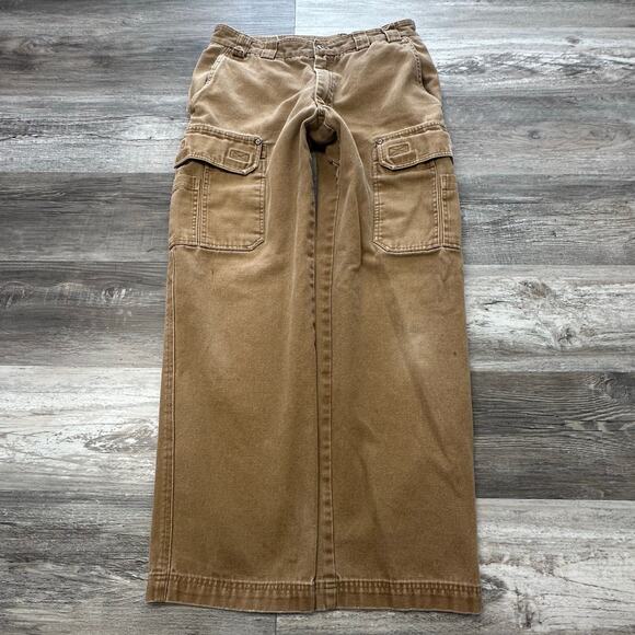 Duluth Trading Co Tan Mens 33x31 Fire Hose Relaxed Fit Duck Canvas Cargo Pants - Picture 1 of 14